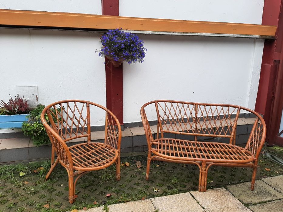 Meble ratanowe używane kanapa i fotel