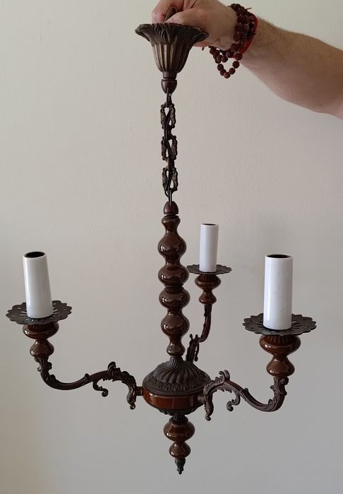 Żyrandol trójramienny vintage piękny solidny PRL