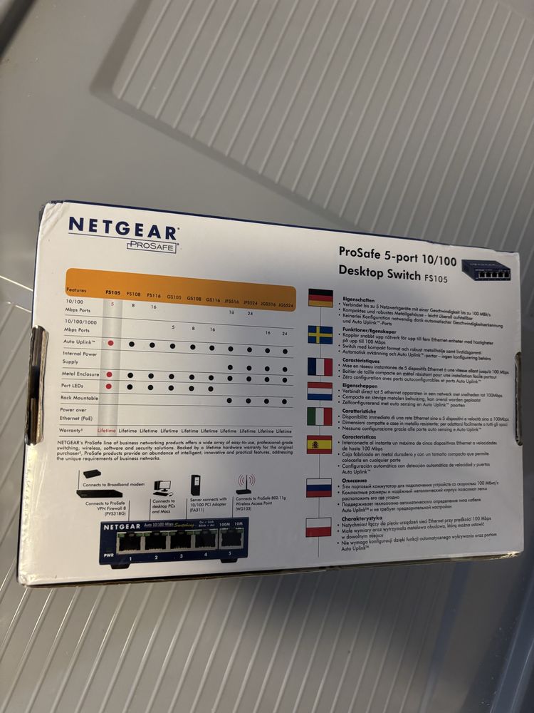 Przełącznik Netgear descop switch FS105 10/100