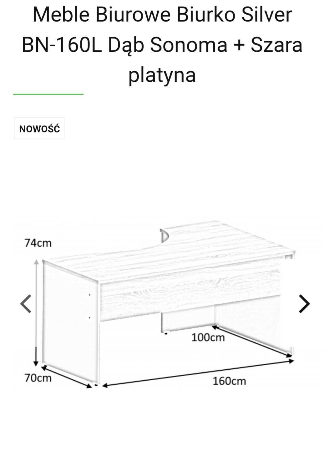 Sprzedam używane Silver biurko BN-160 L Dąb Sonoma/Szary Platyna