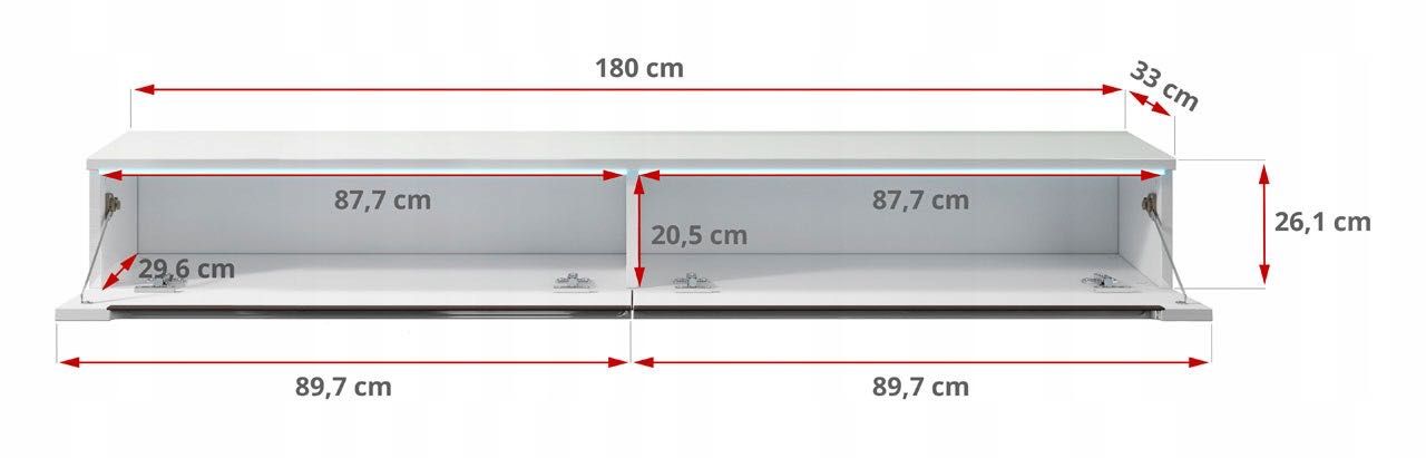 Komoda pod telewizor 180cm wisząca szafka RTV