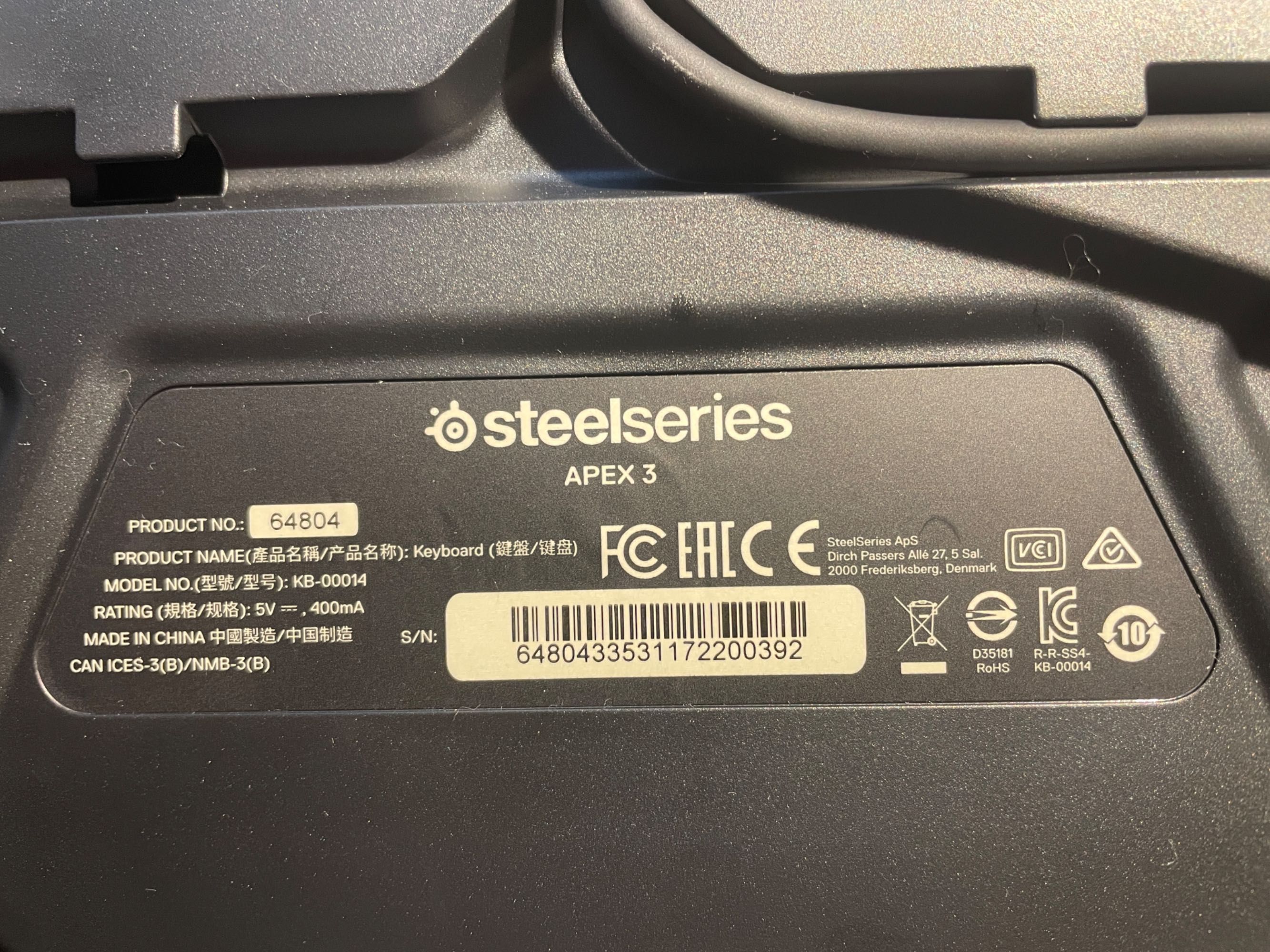 Teclado mecânico SteelSeries Apex 3