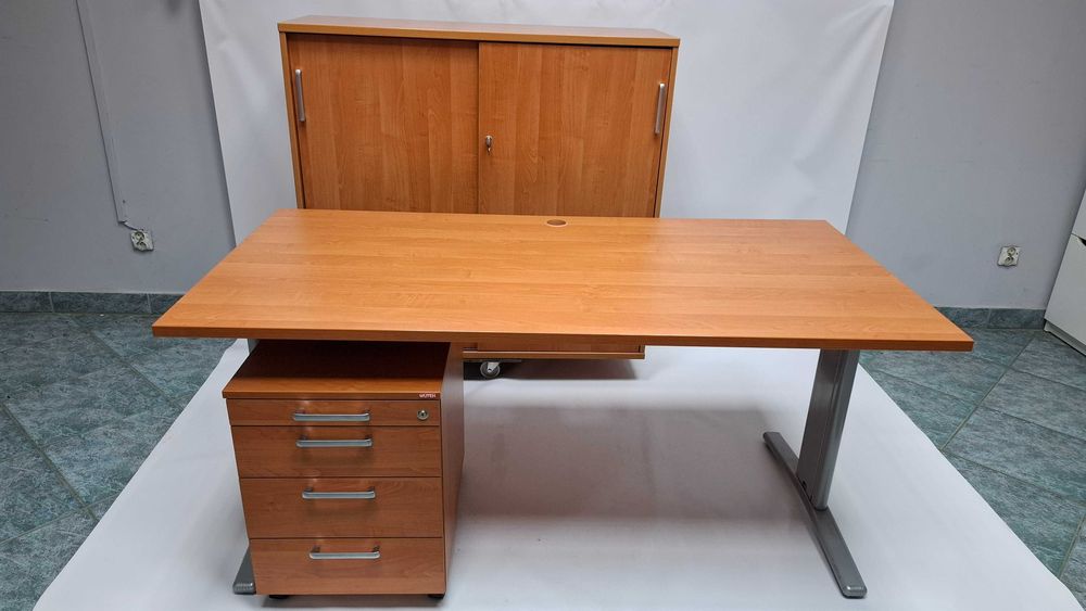 Zestaw mebli Wuteh olcha (biurko 160x80 + kontener + szafa) duża ilość