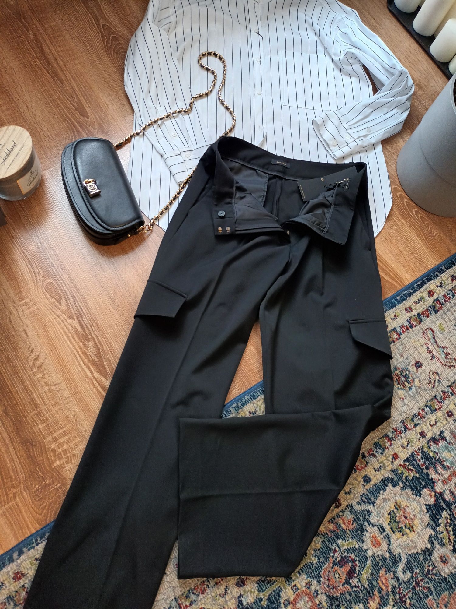 Spodnie cargo straight Massimo Dutti