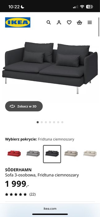 Kanapa Söderhamn Ikea 3 osobowa