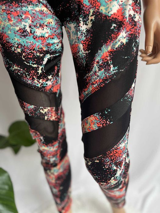 Legginsy sportowe kolorowe z siateczką L/XL nowe z metką FD