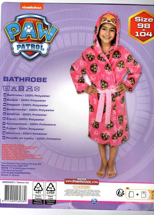 2728 Ciepły Szlafrok Dziecięcy Dla Dziewczynki Polar Psi Patrol 98/104