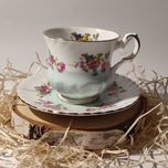 Angielska niebieska porcelana Elizabethan filiżanka i spodek