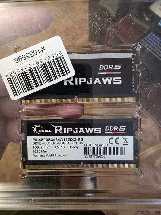 Оперативна пам'ять G.Skill SODIMM DDR5-4800 32768MB (Kit of 2x16384MB)