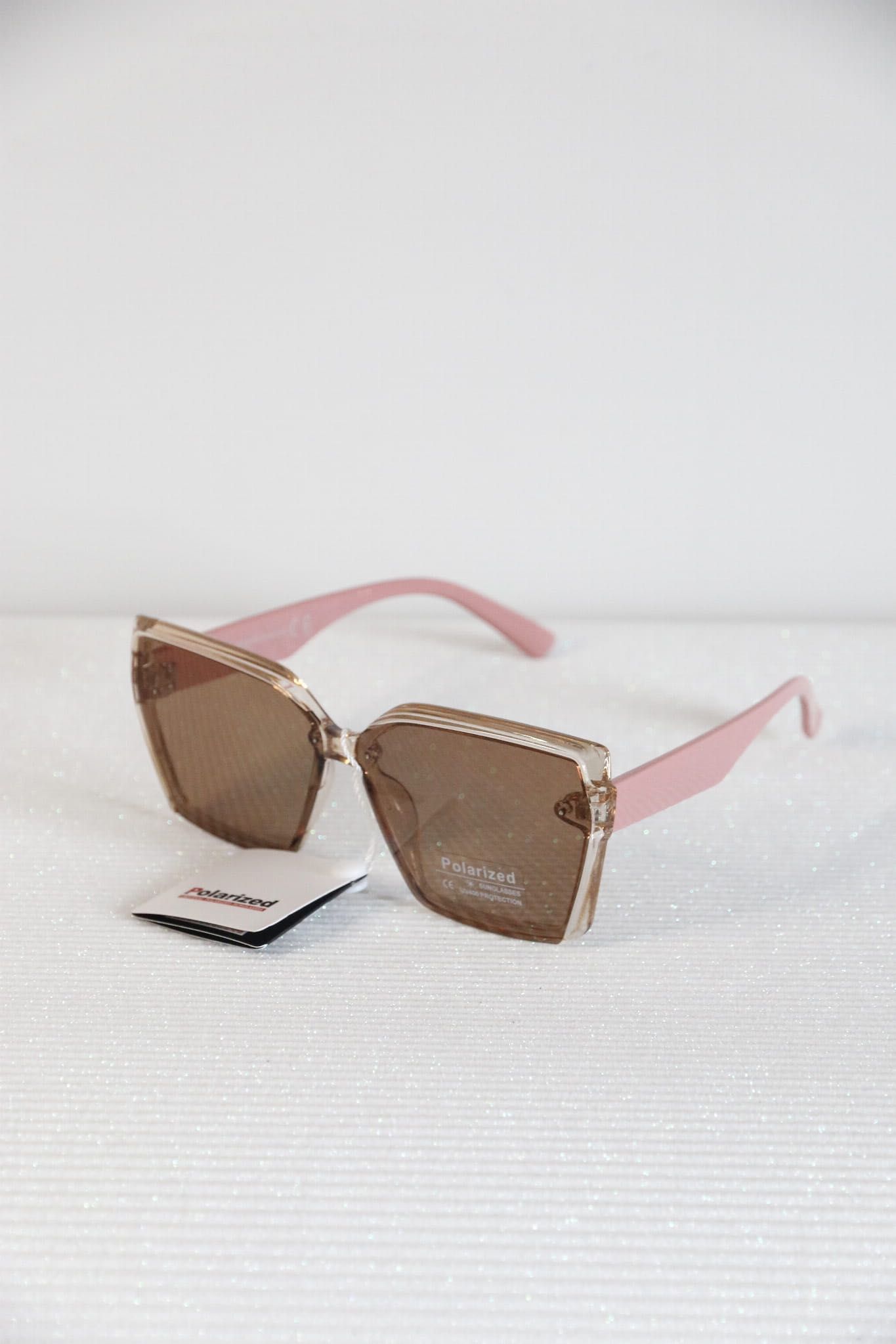 Okulary przeciwsłoneczne różowe z brązowymi szkłami / Nowe 400UV