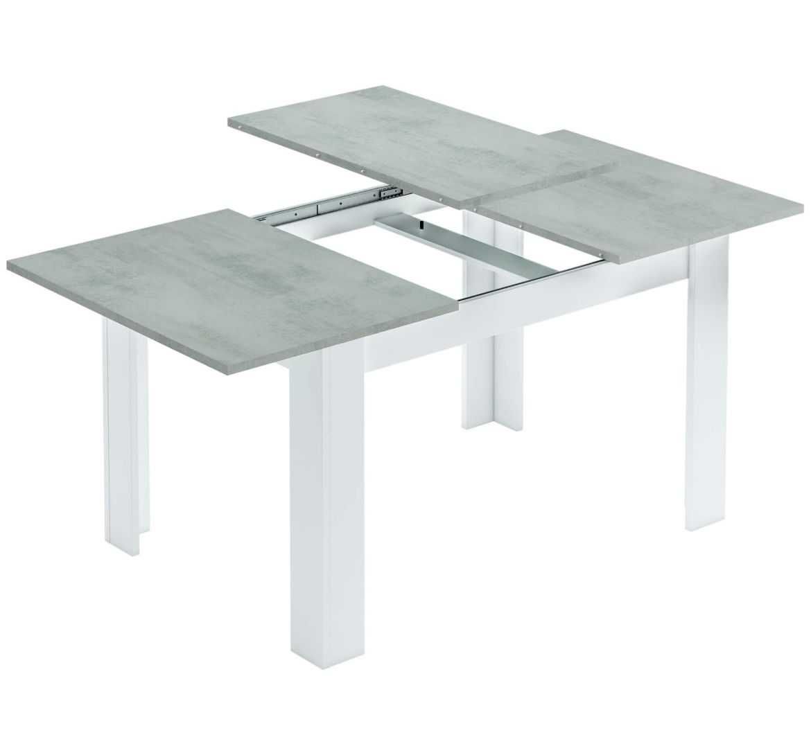 mesa extensível cinzenta e branca