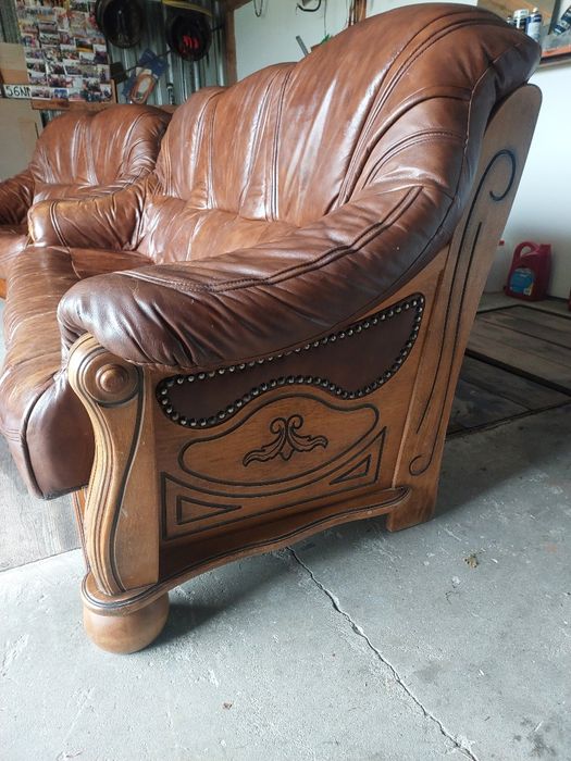 Kanapy skórzane, komplet wypoczynkowy