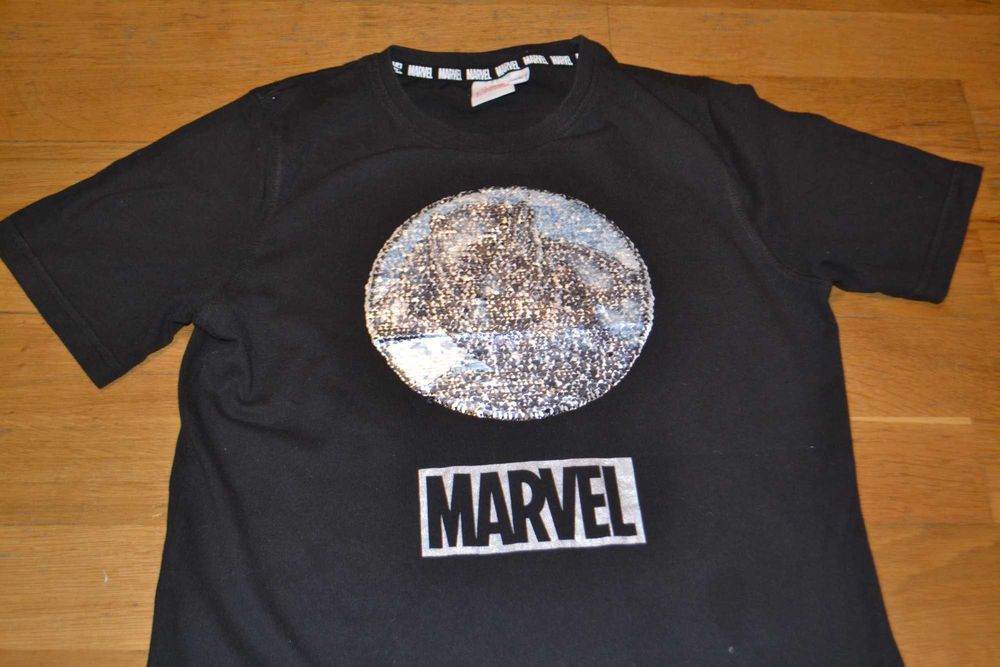 bluzka z krótkim rękawem, cekiny przewijane, Marvel 146/152 cm