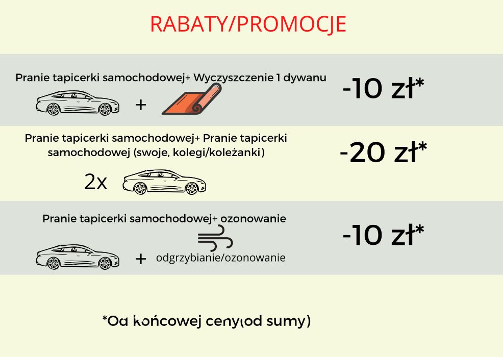 Pranie tapicerki samochodowej, dywanów Lubaczów i okolice