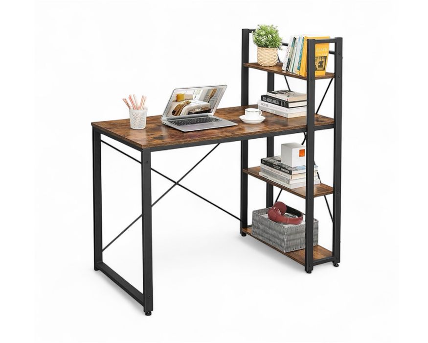 Biurko Komputerowe Metalowe z Regałem / Rustykalne / Do Pokoju, Biura