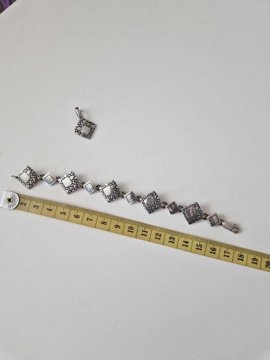 Srebrna bransoletka + zawieszka