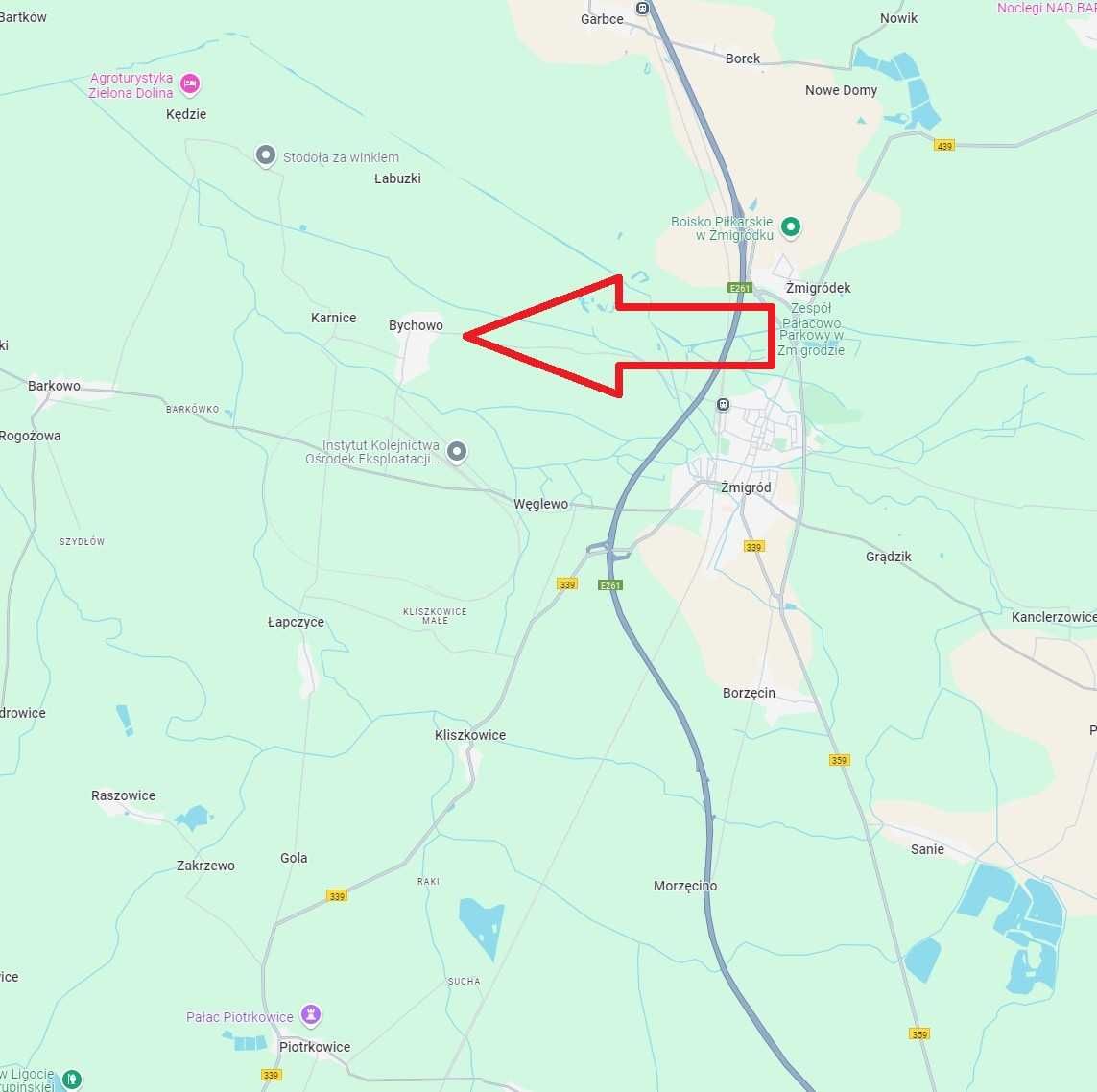 Działka budowlana Bychowo blisko Żmigród