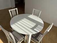 Okrągly stół Biały Połysk + 4 krzesła