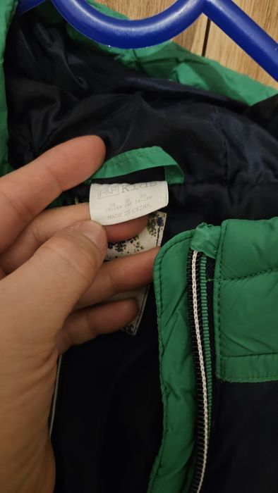 Kurtka zimowa chlopieca zielona gruba 80-86 F&F stan bardzo dobry
