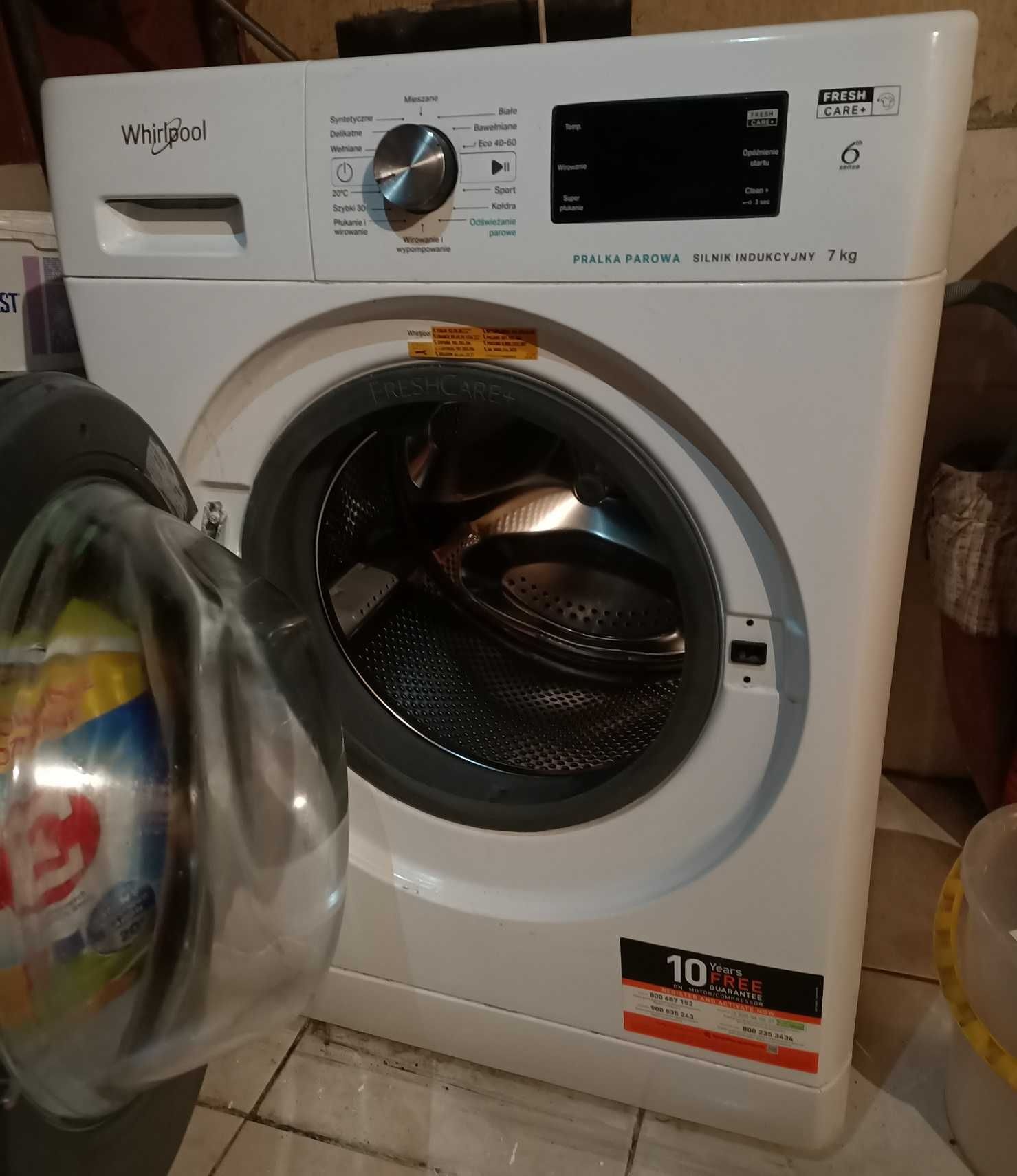 Pralka Whirpool 7KG Silnik Indukcyjny Parowa Freshcare+