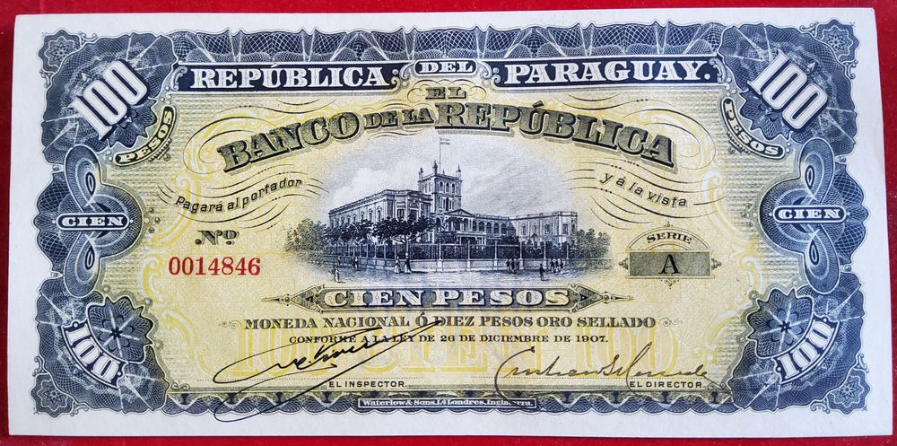 PARAGUAI 100 pesos 1907/ UNC