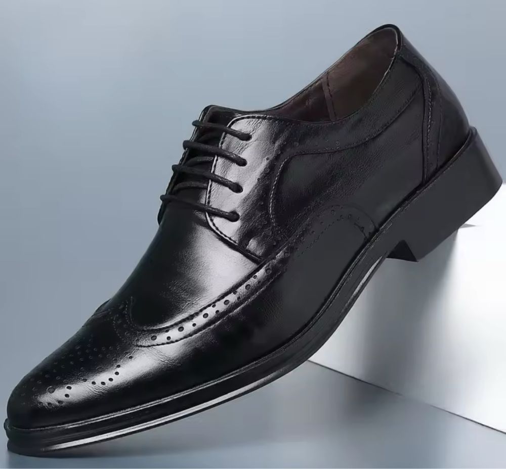 Eleganckie półbuty męskie obuwie wizytowe skórzane oksfordy derby