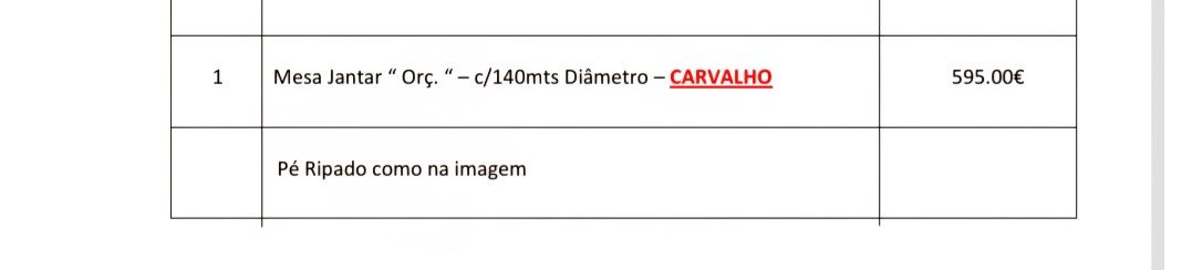 Mesa de sala jantar em carvalho 140cm diâmetro
