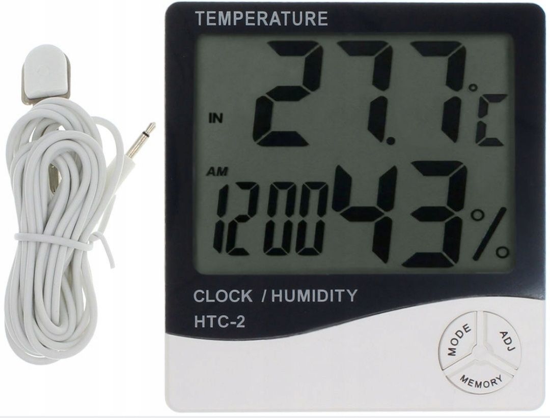 Termometr elektroniczny LCD temperatura barometr higrometr zegar LED