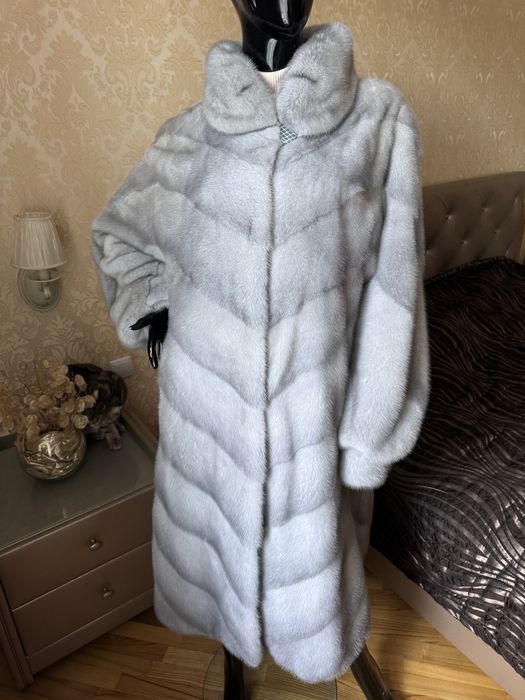 22.12 Київ примірки! Норкова шуба 110 см, 50-54, сіра, діагональ