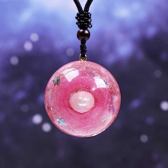 Piękny Naszyjnik Prawdziwa Perła Kwarc Różowy Prezent Orgonit