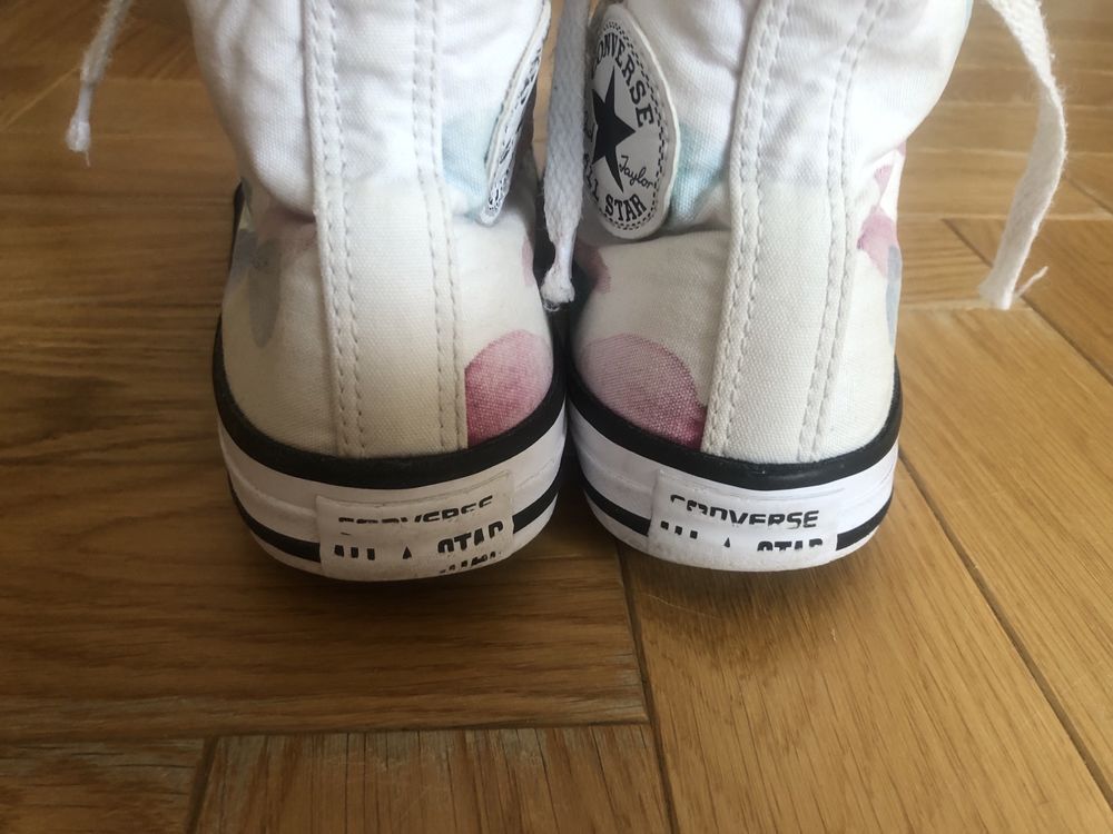 Trampki wysokie Converse All Star r. 35 biale w kolorowe kropki