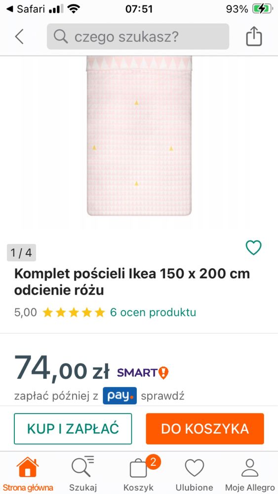 Komplet pościeli ikea 150x200