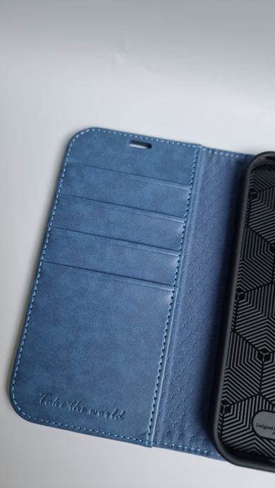 Etui TUCCH do iPhone 16  6,1 - niebieskie, RFID