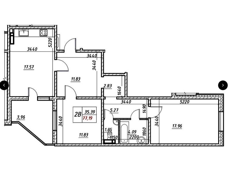 ЄОСЕЛЯ  Буд-1 2к-77м2 з ремонтом біля парку Молодіжний Закре
