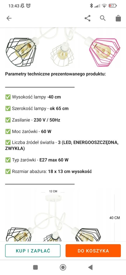 Lampa druciana diament do pokoju dziecka