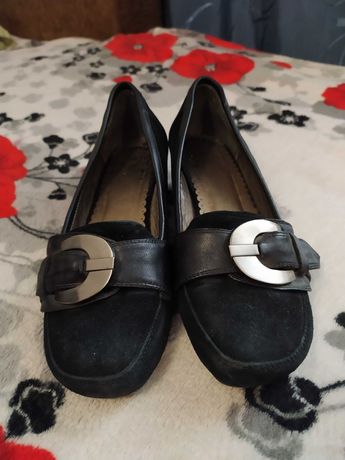 Черные женские туфли, размер 35, стелька 23 см, натуральная замша