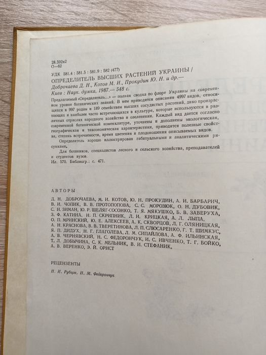 Определить высших растений Украины