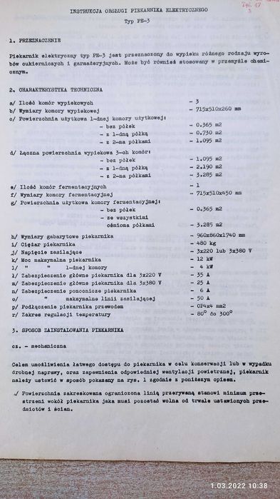 Piec piekarniczno cukierniczy , do pizzy Polkat Pe 3