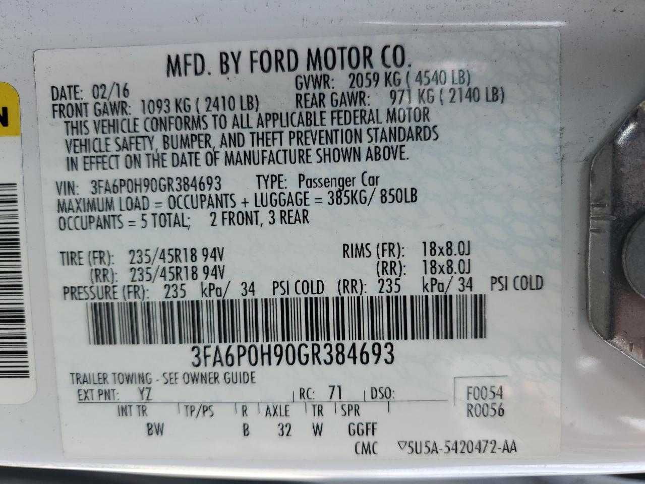 Ford Fusion SE 2016