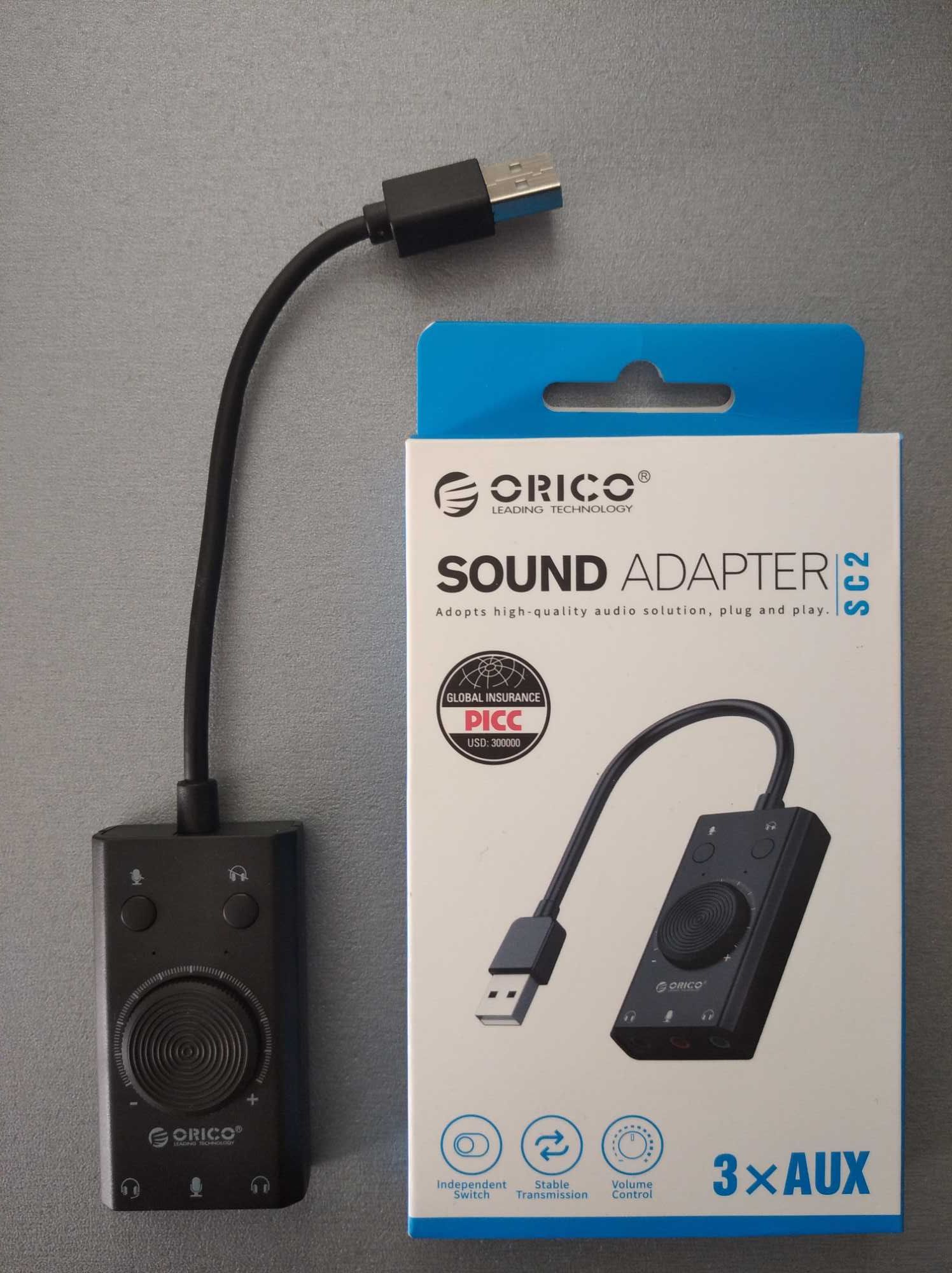Звуковая карта Orico SC2-BK USB внешняя. Новая, гарантия! + Подарок!