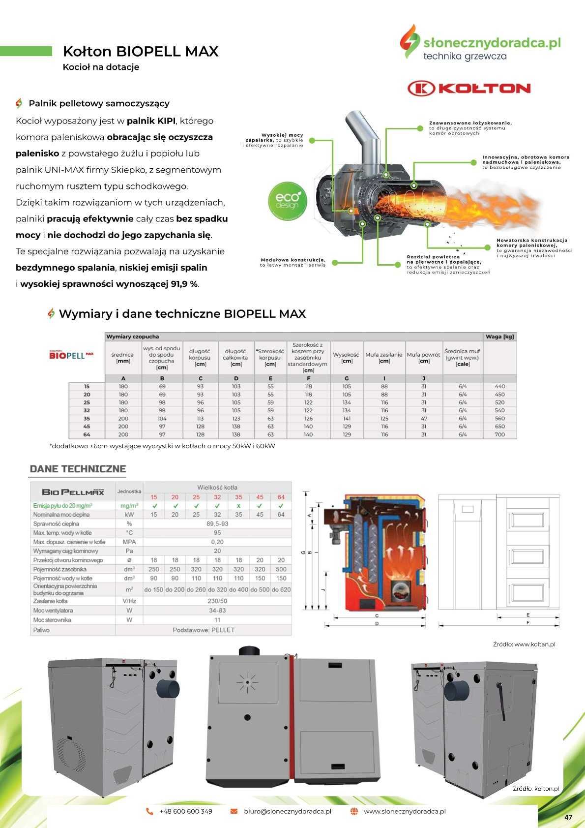 Kocioł Kołton BIO PELLMAX  15kW - Dotacje - Dostawa Gratis