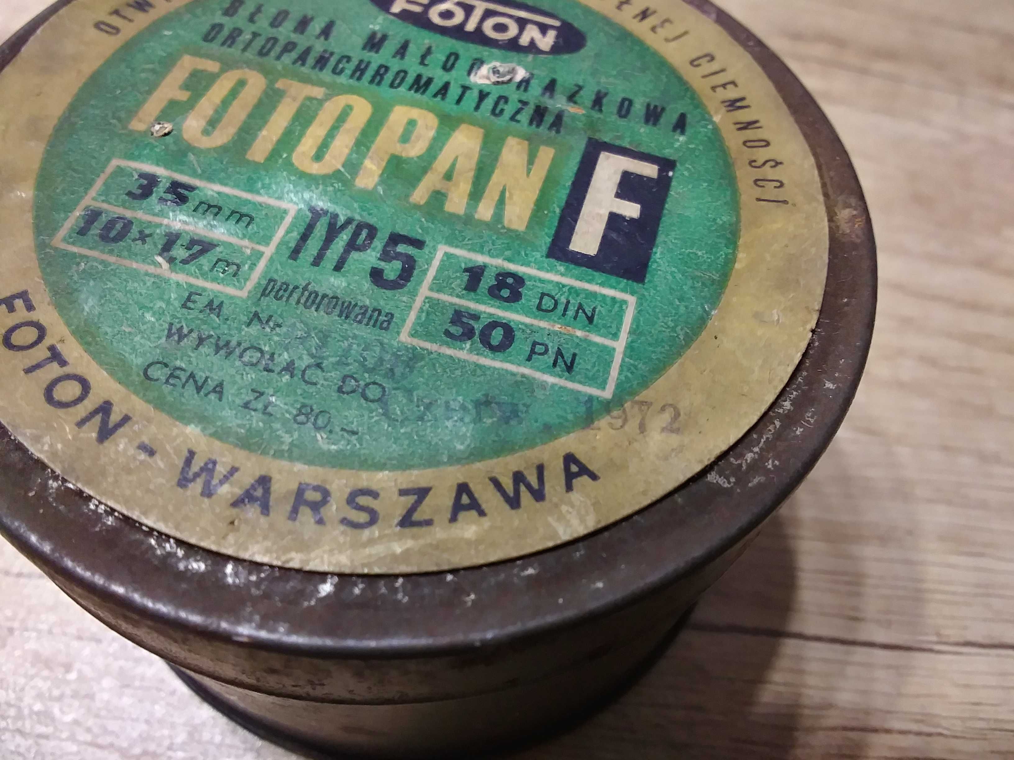 Stare metalowe pudełko z PRL Foton Warszawa metalowy pojemnik