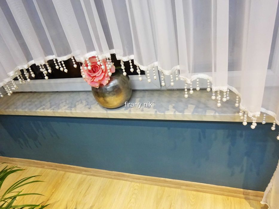 firana balkonowa z koralikami 600x240