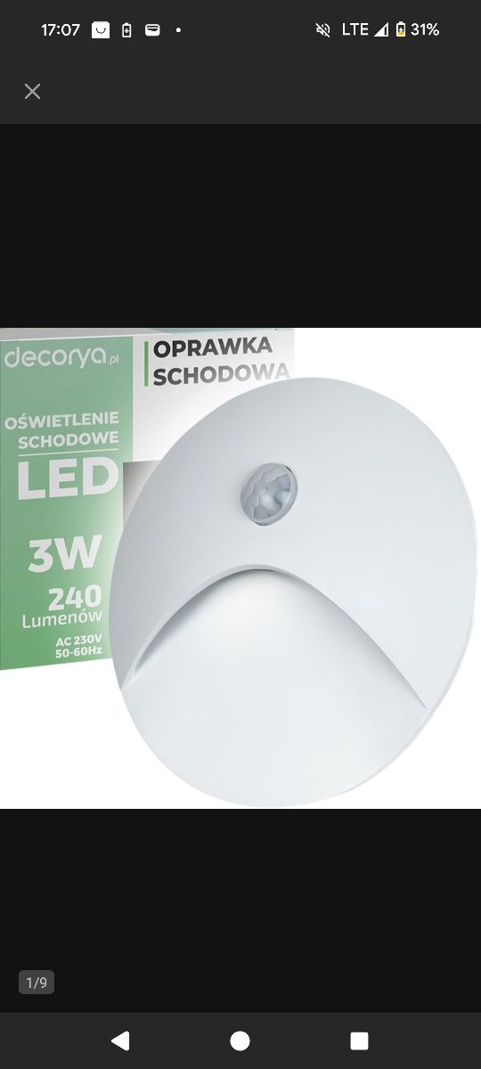 Lampka schodowa z czujnikami ruchu i zmierzchu