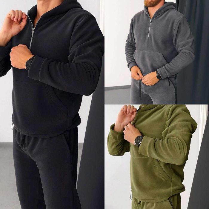 Не кошлатится! Теплый зимний мужской костюм на флисе 3 цвета