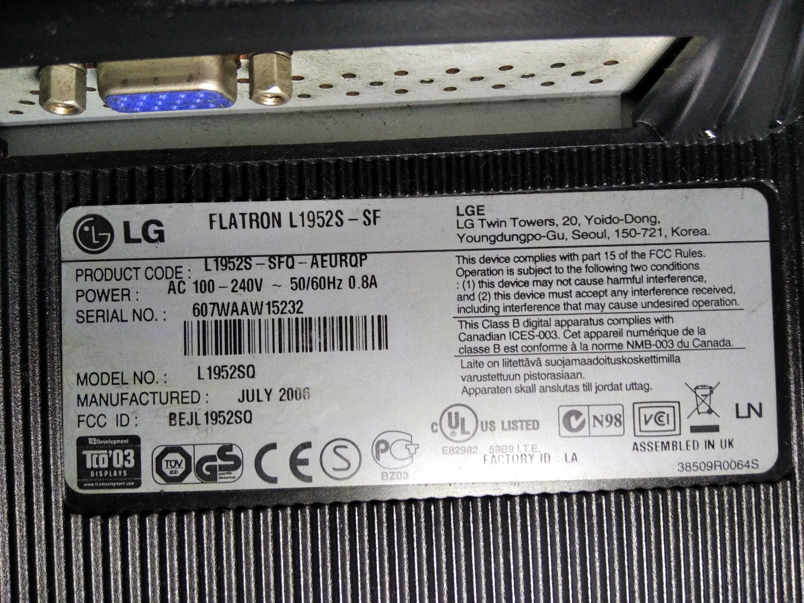 Monitor LG Flatron L1952S -SF 19 cali