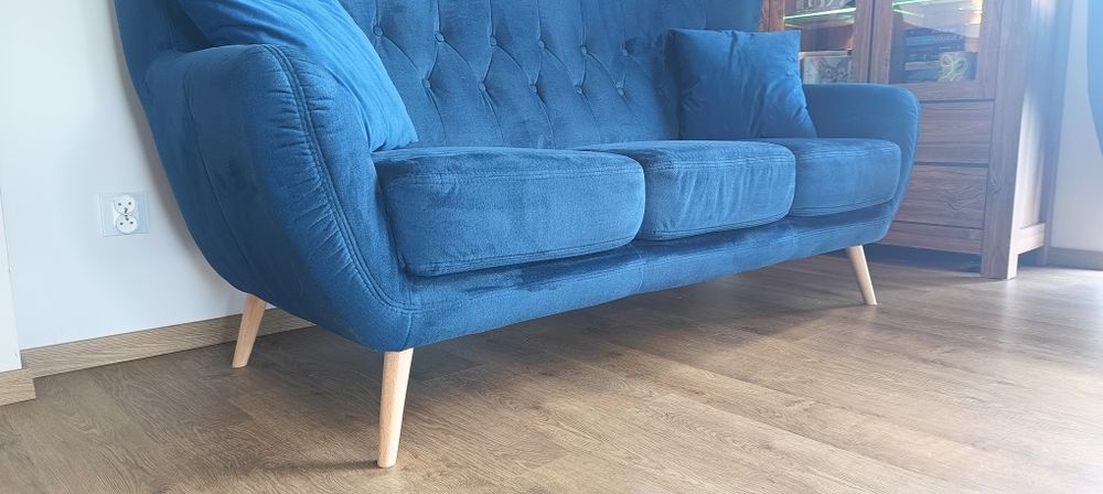 Sofa 3-osobowa uszak ciemnoniebieska Kelso