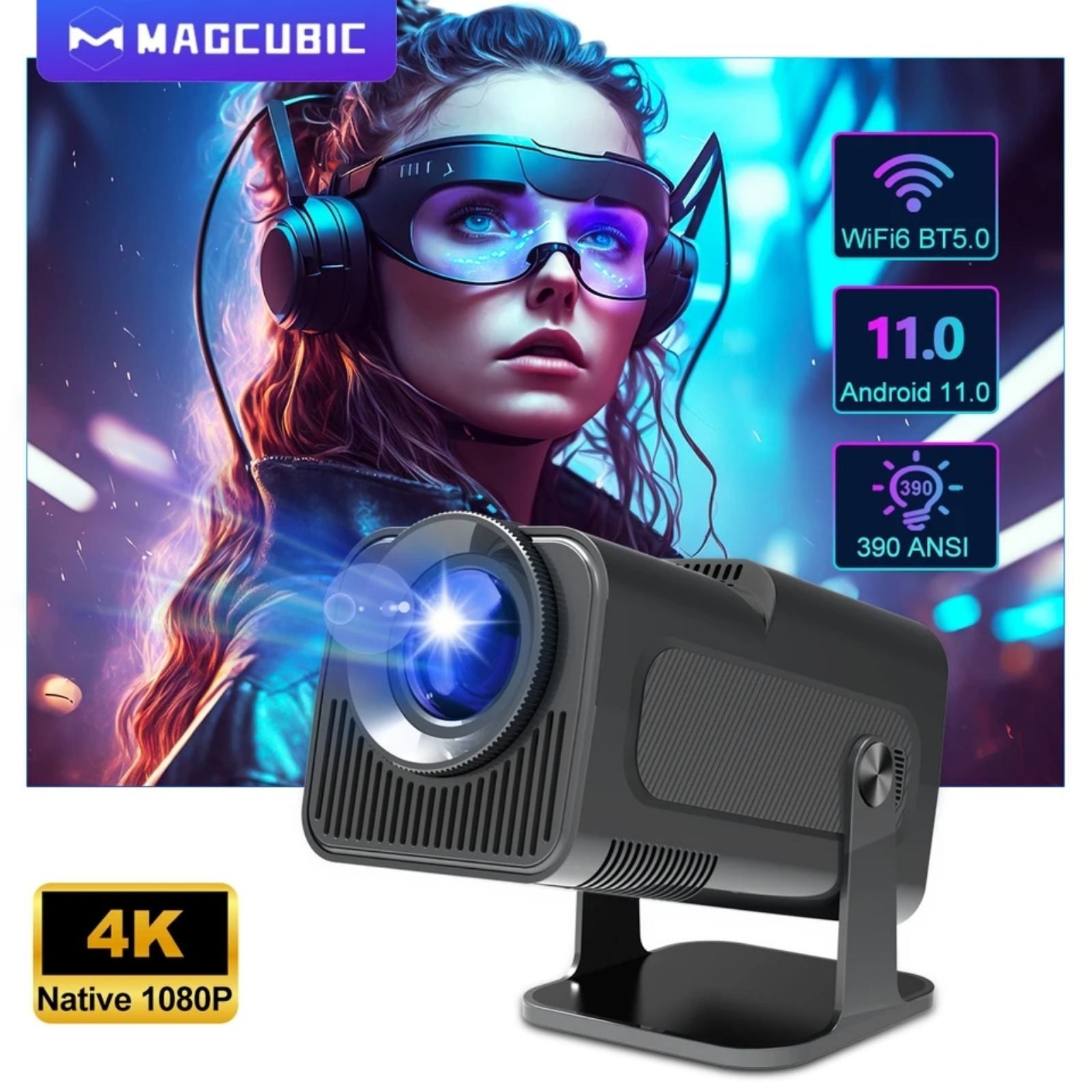 Смарт Проектор MAGCUBIC HY320 PICO Full HD LED 4K Android 11  WiFi