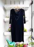 Czarna sukienka midi welurowa z dekoltem woda old money H&M M/L