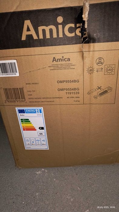 Okap  pochłaniacz Amica,wkład, zabudowa.